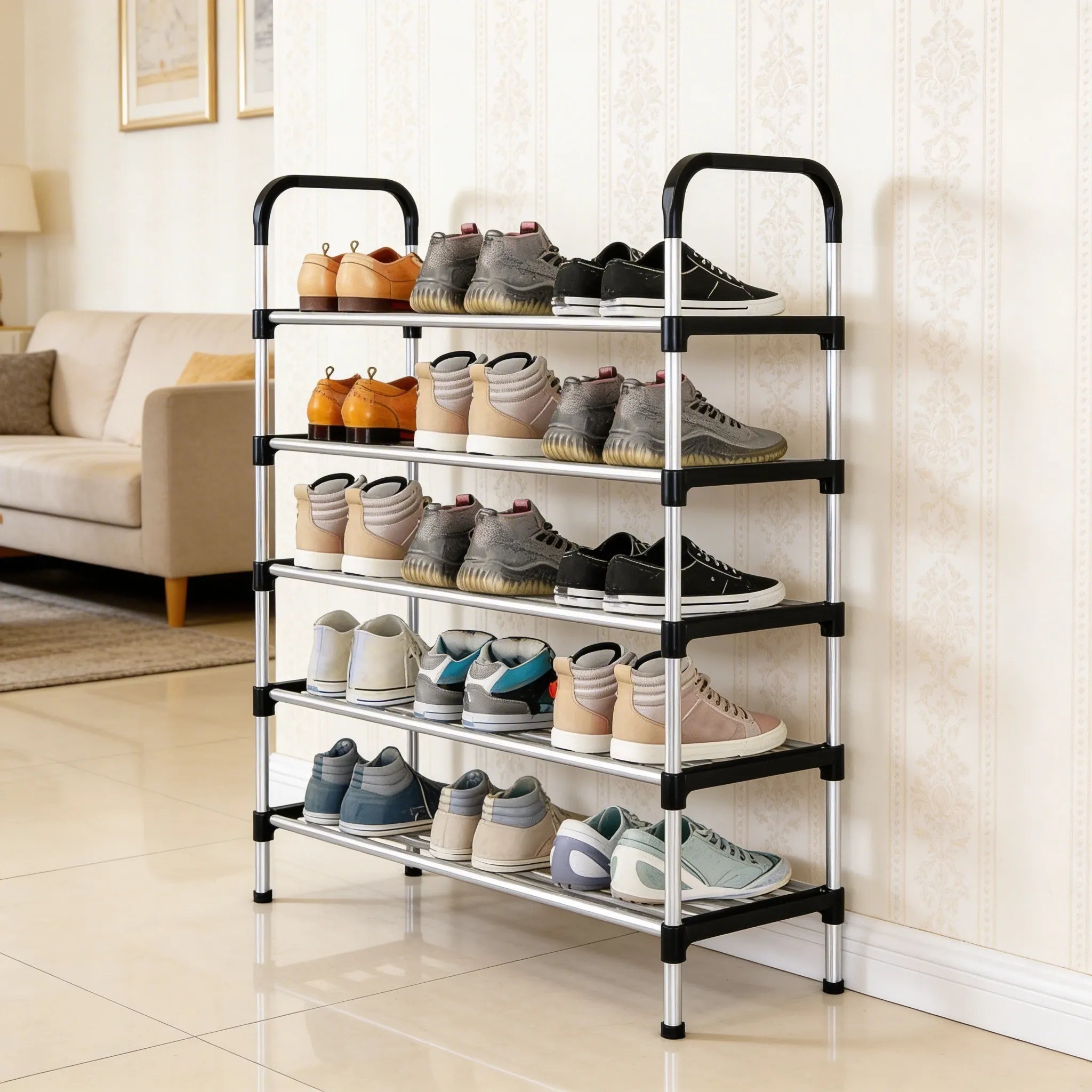 Multi Layer Metal Shoe Rack Organizer – Space Saving Multi-Layer Shoe Stand for Home Entryway & Bedroom in Pakistan