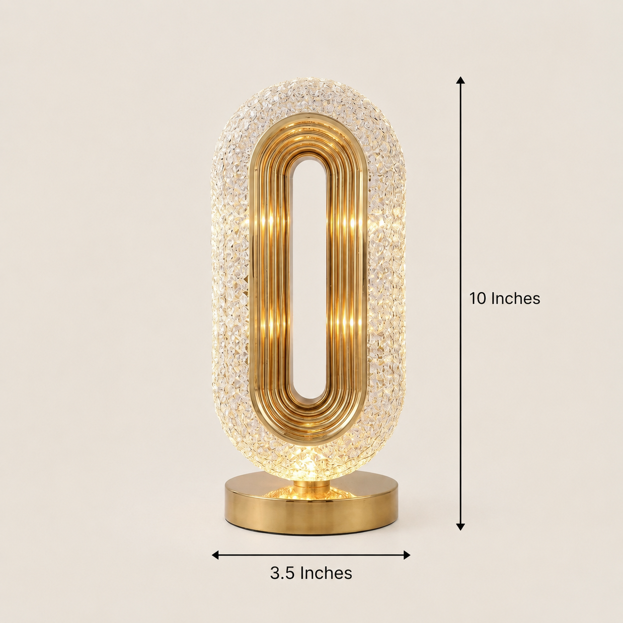 Crystal Oval Table Lamp with Gold Accents