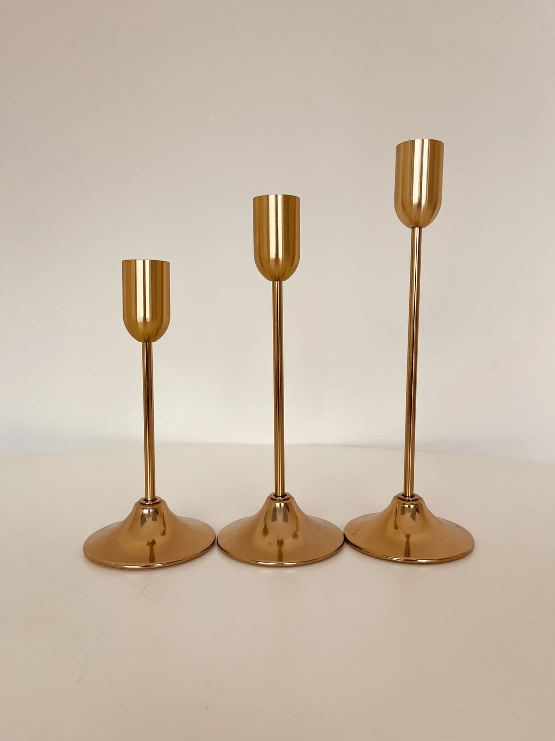 Brushed Gold Candle Stand Set (3)