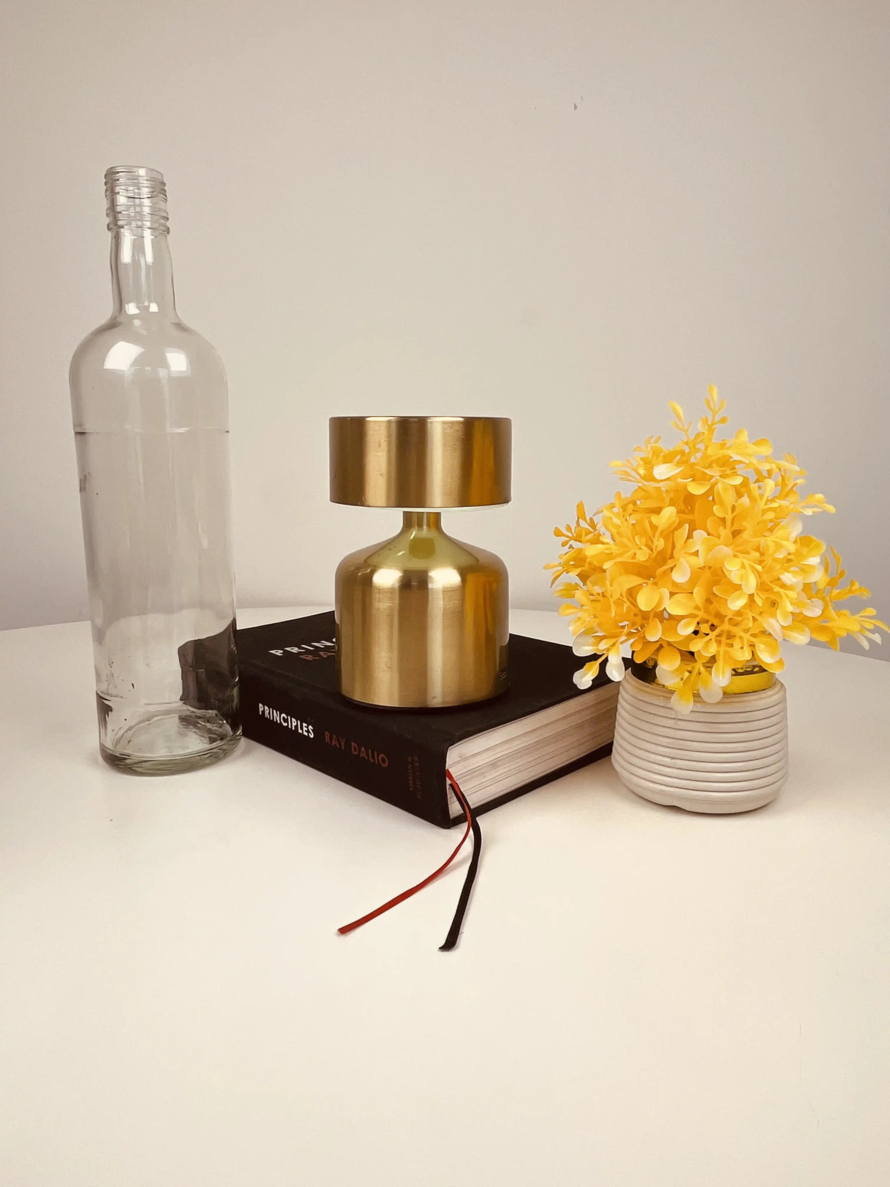 Modern Luxe Brass Cordless Table Lamp | Dimmable Touch Sensor LED Bedside Light