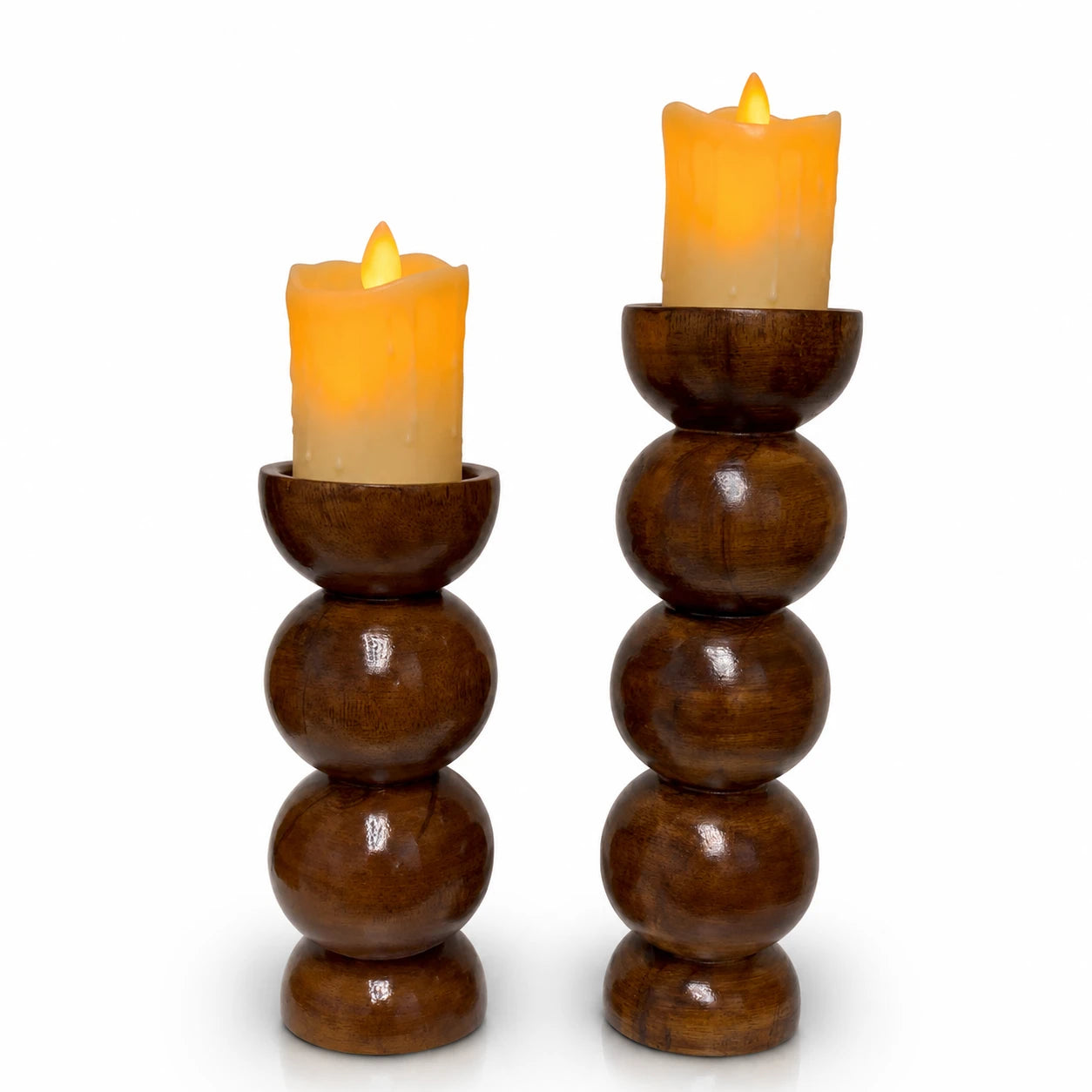 Premium Sheesham Wooden Candle Holder Set (2 Pieces)