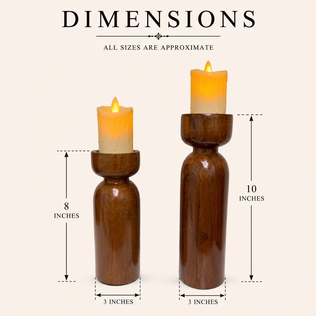 Rustic Handmade Wooden Candle Stand Set for Home Décor