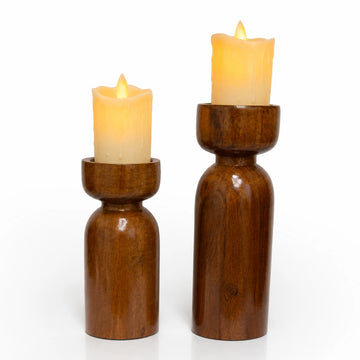 Rustic Handmade Wooden Candle Stand Set for Home Décor