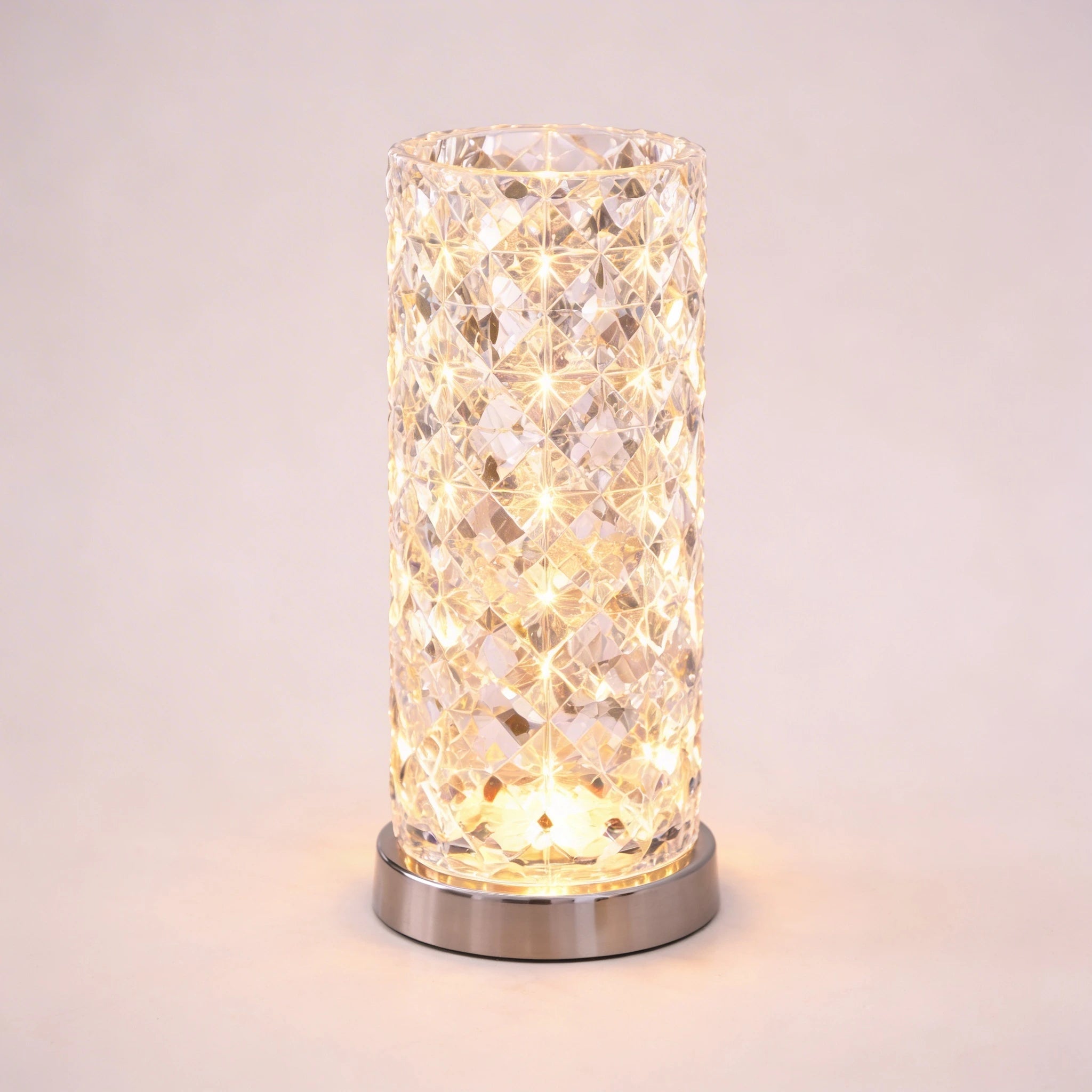 Diamond Crystal Cylinder Table Lamp