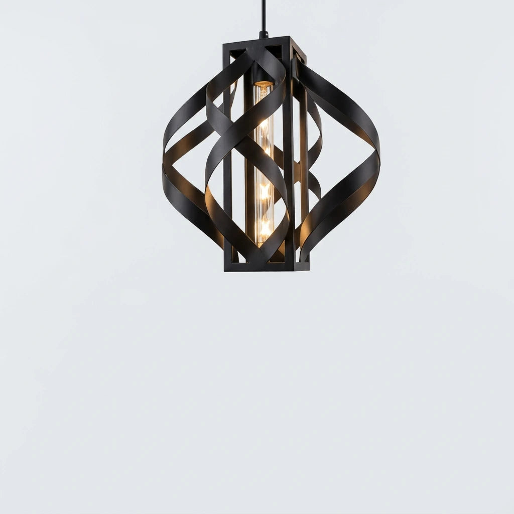 Box Follower Hanging Light | Geometric Cage Pendant with Filament Bulb