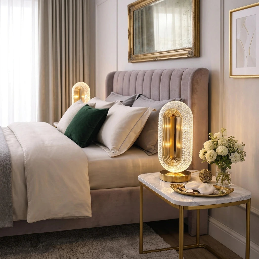 Crystal Oval Table Lamp
