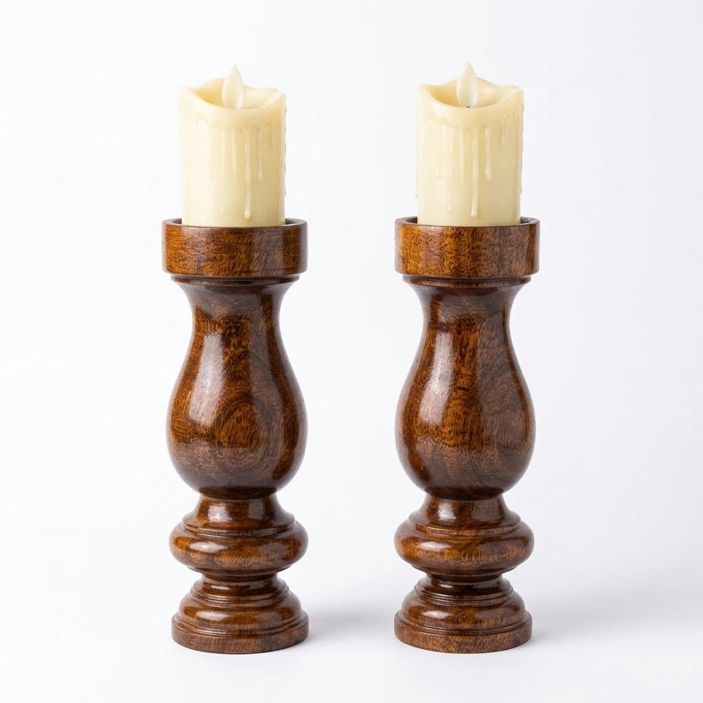 Sheesham Candle Holder Set (2)