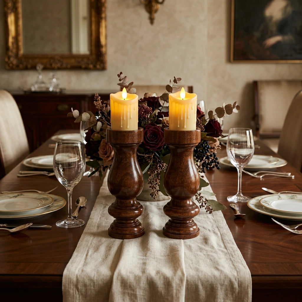 Sheesham Candle Holder Set (2)