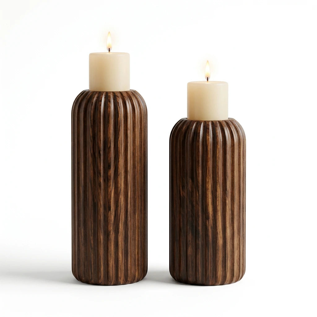 Fluted Candle Holder Set (2)