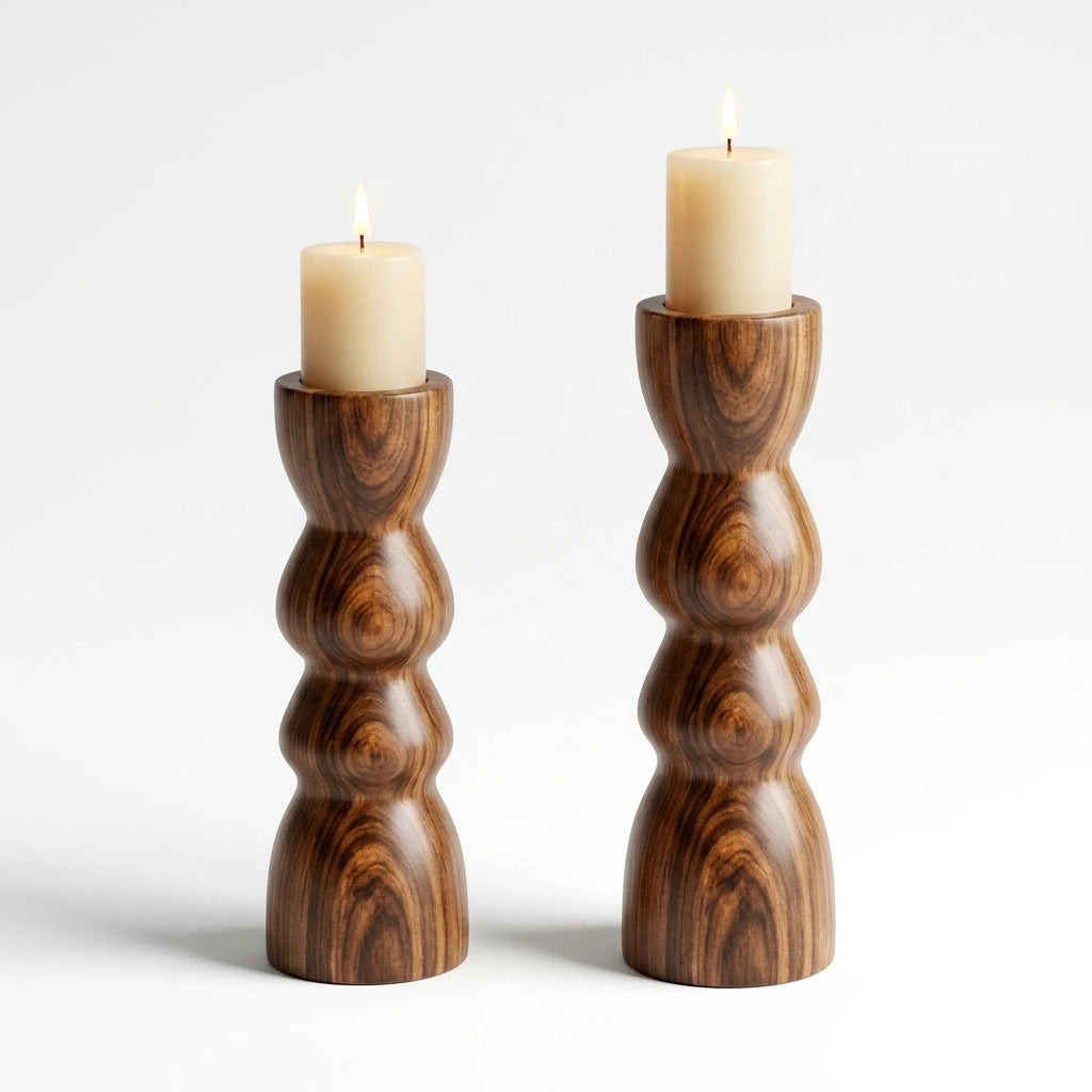 Curved Totem Candle Holder Set (2)