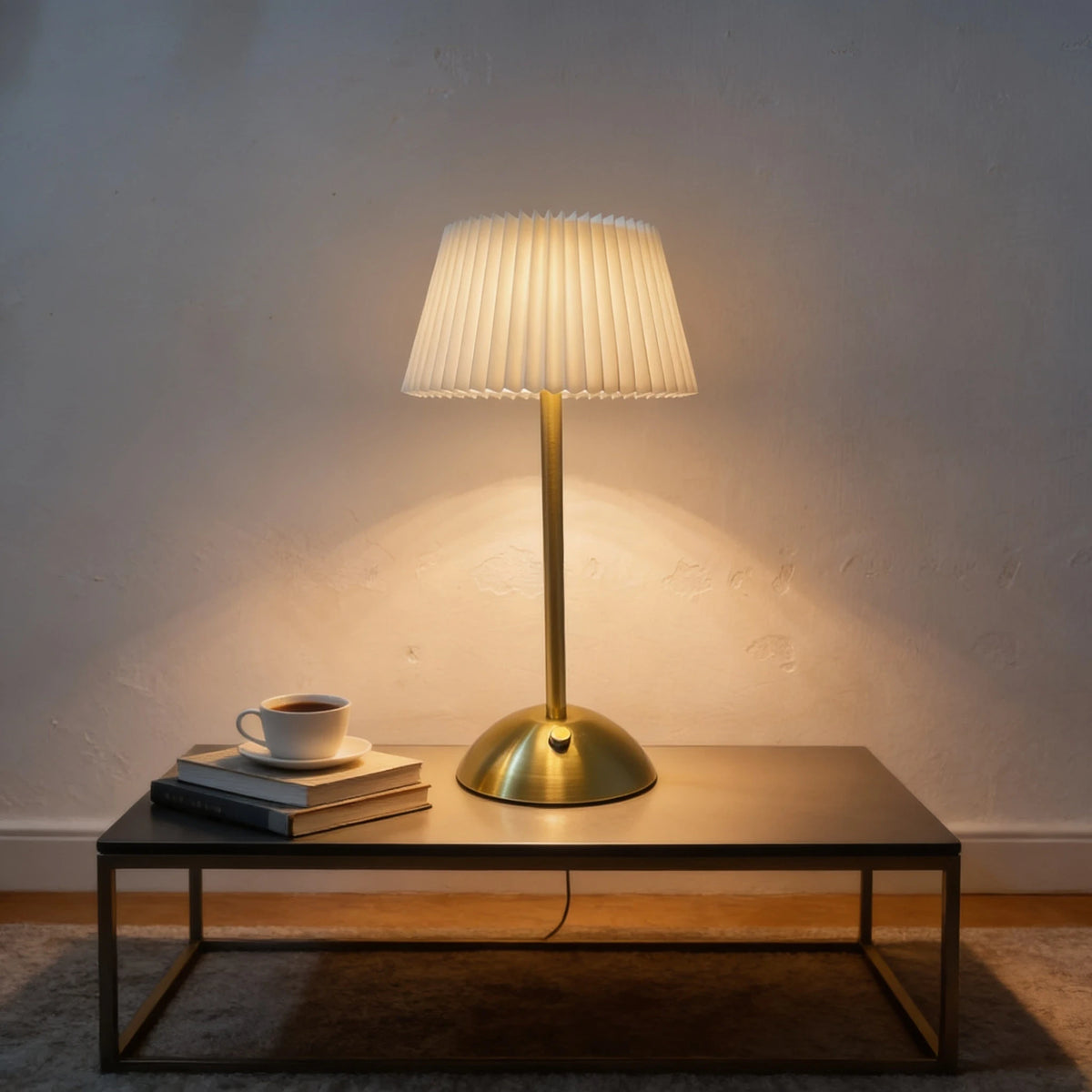 Pleated Gold Base Table Lamp